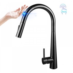 Euro Matte Black Solid Brass Round Mixer Tap with Smart Touch and 360 Swivel and Pull Out for kitchen Euro Matte Black Solid Brass Round Mixer Tap with Smart Touch and 360 Swivel and Pull Out for kitchen